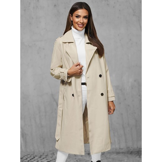 Płaszcz damski skórzany jasno-beżowy OZONEE JS/11Z8100 Ozonee S ozonee.pl