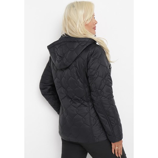 Czarna Modnie Pikowana Kurtka z Kapturem i Kieszeniami Simo 5XL okazyjna cena Born2be Odzież