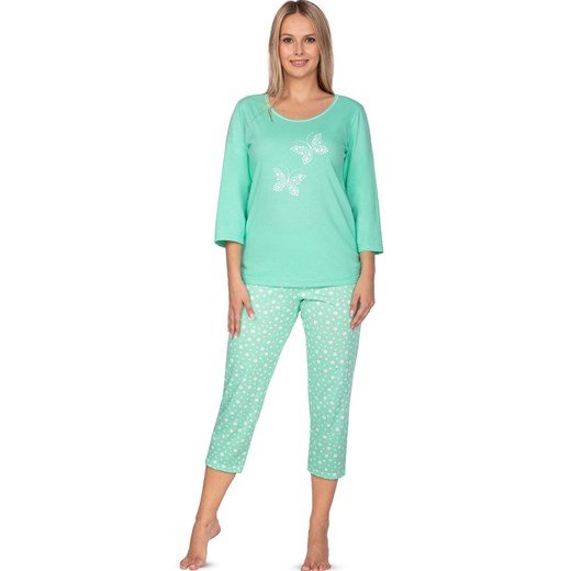 Bawełniana piżama damska z rękawem 3/4 zielona 642, Kolor zielony, Rozmiar XL, Regina ze sklepu Intymna w kategorii Piżamy damskie - zdjęcie 162079423