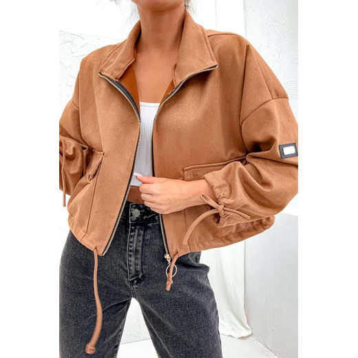 KURTKA ZAMSZOWA OVERSIZE Z KIESZENIAMI- BRĄZOWA Olika uniwersalny olika.com.pl