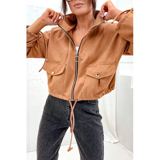 KURTKA ZAMSZOWA OVERSIZE Z KIESZENIAMI- BRĄZOWA Olika uniwersalny olika.com.pl