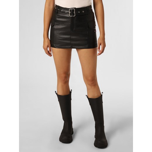 Tommy Jeans Spódnica damska Kobiety Sztuczna skóra czarny jednolity ze sklepu vangraaf w kategorii Spódnice - zdjęcie 162081492