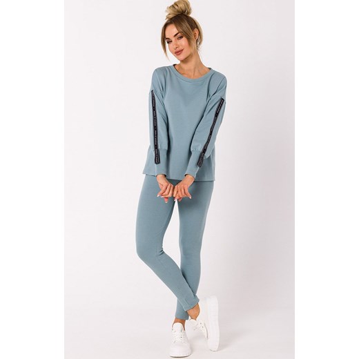 Bluza damska z lampasami kolor agawa M727, Kolor agawa, Rozmiar L, MOE ze sklepu Primodo w kategorii Bluzy damskie - zdjęcie 162083164
