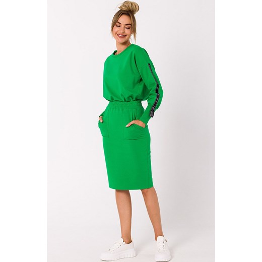 Sportowa spódnica z gumą w pasie M728, Kolor intensywna zieleń, Rozmiar L, MOE ze sklepu Primodo w kategorii Spódnice - zdjęcie 162083201