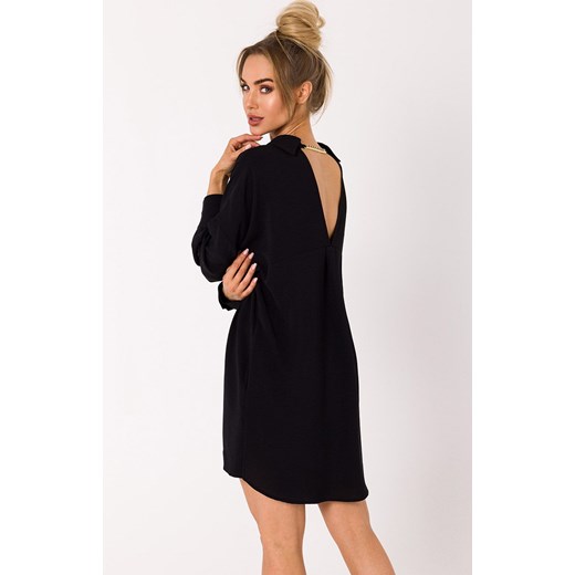 Sukienka koszulowa z łańcuszkiem czarna M740, Kolor czarny, Rozmiar L, MOE ze sklepu Primodo w kategorii Sukienki - zdjęcie 162083243