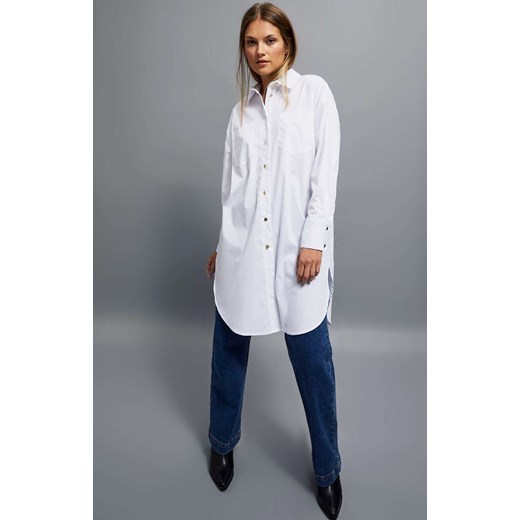 Koszula oversize biała 4224, Kolor biały, Rozmiar XS, Moodo ze sklepu Primodo w kategorii Koszule damskie - zdjęcie 162083360