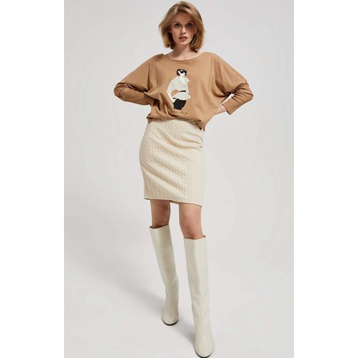 Ołówkowa beżowa spódnica 4200, Kolor beżowy, Rozmiar XS, Moodo ze sklepu Primodo w kategorii Spódnice - zdjęcie 162083370