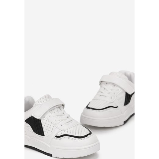 Biało-Czarne Buty Sportowe w Streetwearowym Stylu na Rzep Oinesha 30 okazja born2be.pl