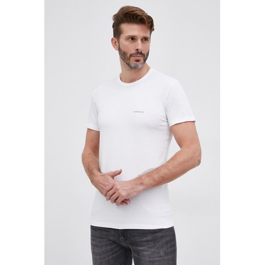 Versace t-shirt męski kolor biały gładki Versace XXL promocyjna cena PRM