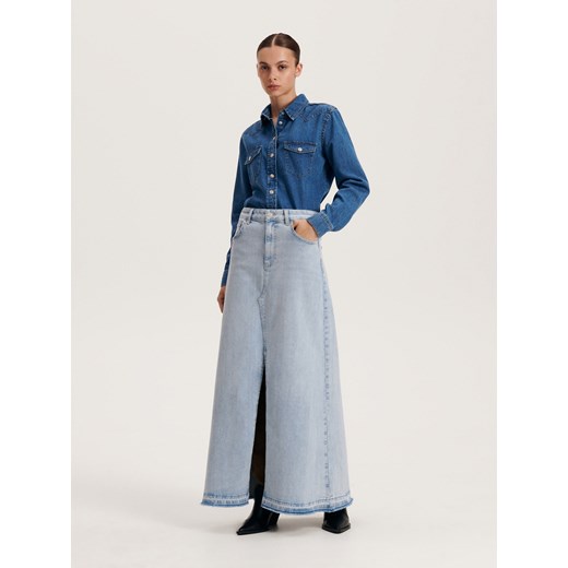Reserved - Spódnica jeansowa maxi - niebieski ze sklepu Reserved w kategorii Spódnice - zdjęcie 162102680