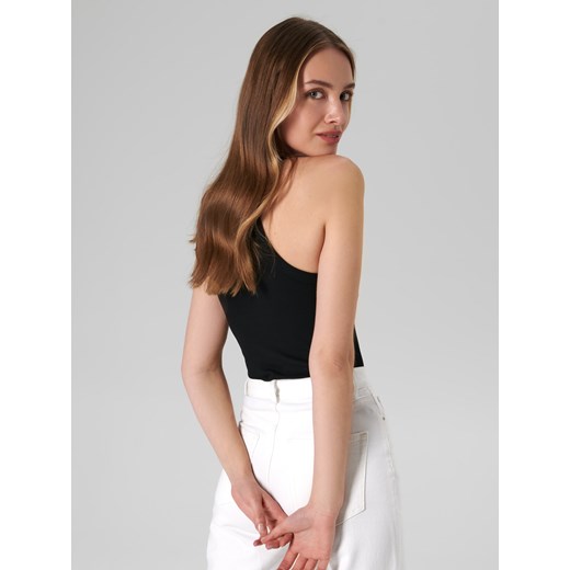 Sinsay - Top bawełniany w prążki - czarny Sinsay XXS promocyjna cena Sinsay