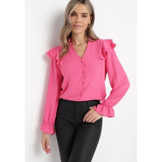 Różowa Koszula z Falbankami Sireguna ze sklepu Born2be Odzież w kategorii Koszule damskie - zdjęcie 162105560