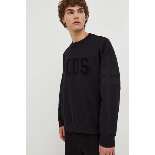 GCDS bluza bawełniana męska kolor czarny z aplikacją ze sklepu ANSWEAR.com w kategorii Bluzy męskie - zdjęcie 162108863