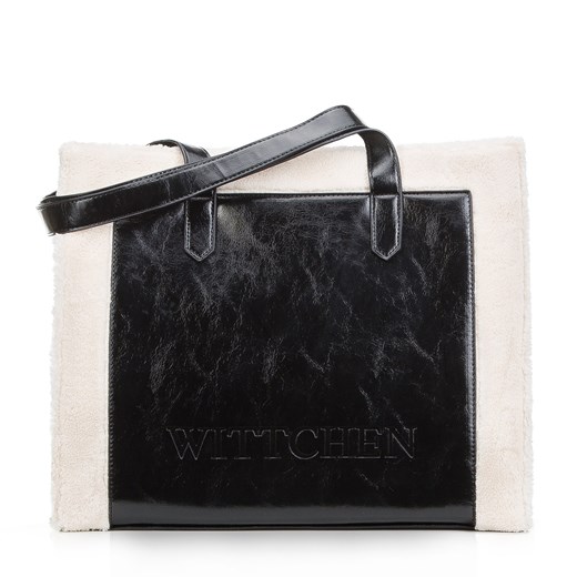 Torebka shopperka ze wstawkami ze sztucznego futerka czarno-kremowa ze sklepu WITTCHEN w kategorii Torby Shopper bag - zdjęcie 162117654