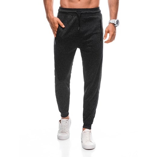 Spodnie męskie dresowe 1393P - grafitowe ze sklepu Edoti w kategorii Spodnie męskie - zdjęcie 162120601