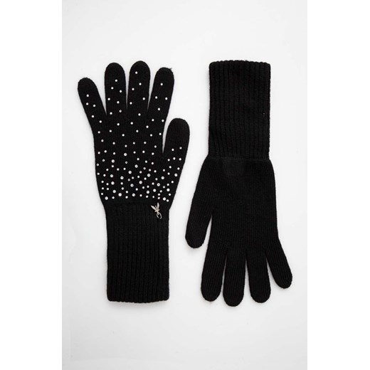 Patrizia Pepe rękawiczki z domieszką wełny kolor czarny ze sklepu ANSWEAR.com w kategorii Rękawiczki damskie - zdjęcie 162121351