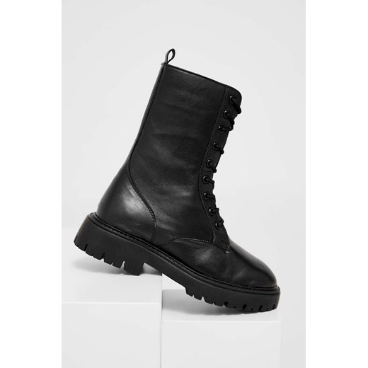 Answear Lab botki skórzane damskie kolor czarny na płaskim obcasie Answear Lab 40 ANSWEAR.com