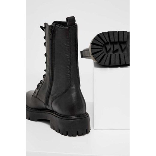 Answear Lab botki skórzane damskie kolor czarny na płaskim obcasie Answear Lab 40 ANSWEAR.com