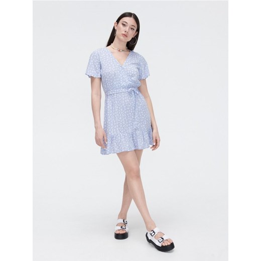 Cropp - Niebieska sukienka w kwiaty - niebieski Cropp XS wyprzedaż Cropp