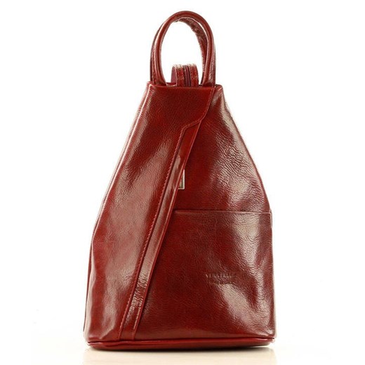 Kultowy plecak damski vegetable leather - MARCO MAZZINI bordo Vera Pelle uniwersalny wyprzedaż Verostilo