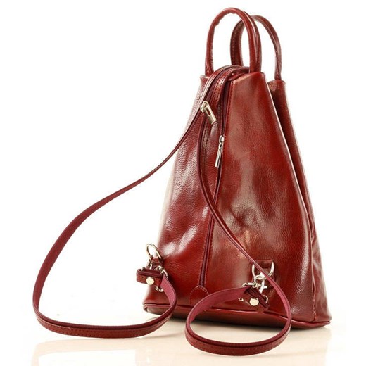 Kultowy plecak damski vegetable leather - MARCO MAZZINI bordo Vera Pelle uniwersalny okazja Verostilo