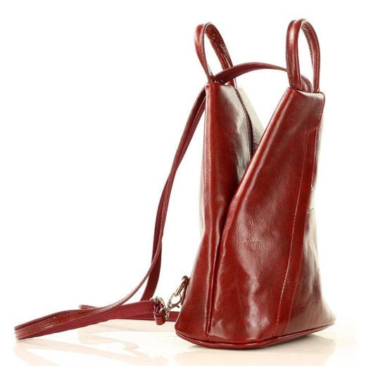 Kultowy plecak damski vegetable leather - MARCO MAZZINI bordo Vera Pelle uniwersalny Verostilo okazja