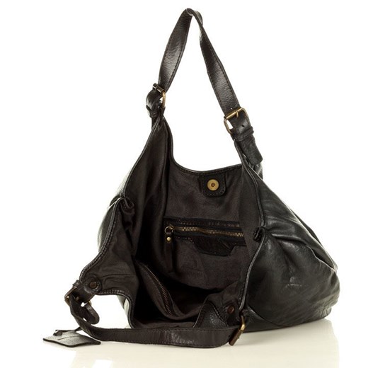 Torebka skórzana damska classic handmade shopping bag - MARCO MAZZINI czarny uniwersalny okazyjna cena Verostilo