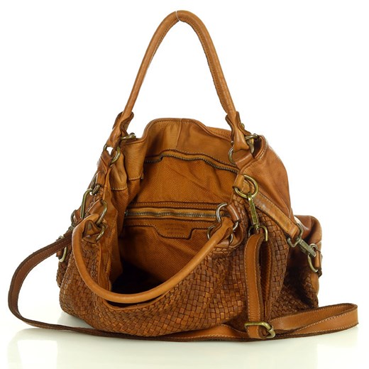 Torebka pleciona damska shopper z naturalnej skóry timeless leather bag - MARCO uniwersalny okazyjna cena Verostilo