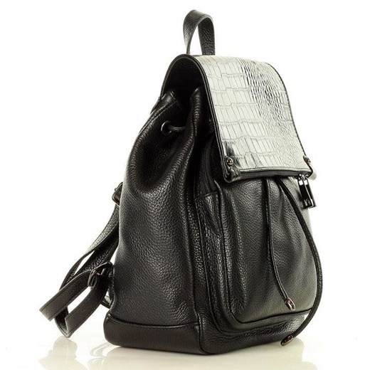 Praktyczny plecak z naturalnej skóry DALLAS czarny cocco Genuine Leather uniwersalny wyprzedaż Verostilo