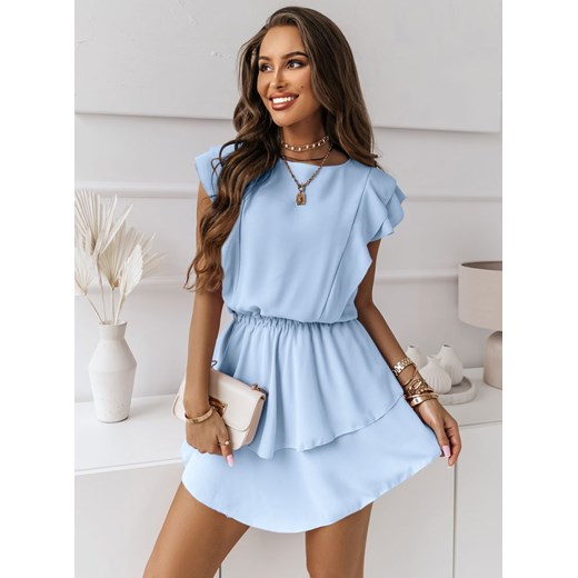Błękitna sukienka z falbankami Dafne - błękitny ze sklepu pakuten.pl w kategorii Sukienki - zdjęcie 162157260