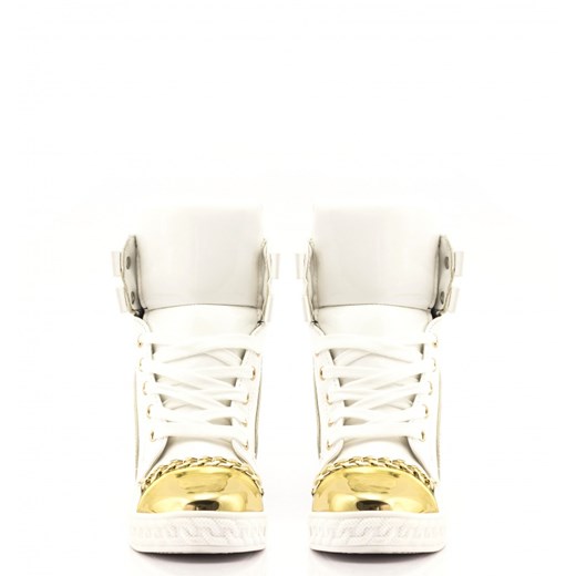 Białe Sneakersy White Shiny Sneakers Casadei born2be-pl bialy na platformie
