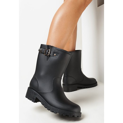Czarne Kalosze z Paskiem z Klamrą z Boku Foteini ze sklepu born2be.pl w kategorii Kalosze damskie - zdjęcie 162162834