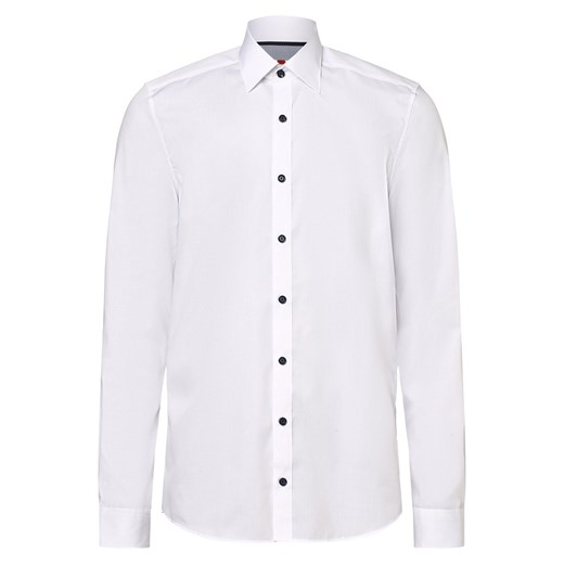 Finshley & Harding Koszula męska łatwa w prasowaniu z bardzo długim rękawem Mężczyźni Slim Fit Bawełna biały jednolity ze sklepu vangraaf w kategorii Koszule męskie - zdjęcie 162196834
