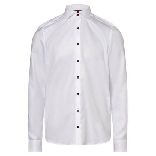 Finshley & Harding Koszula męska Mężczyźni Slim Fit Bawełna biały wypukły wzór tkaniny ze sklepu vangraaf w kategorii Koszule męskie - zdjęcie 162196842