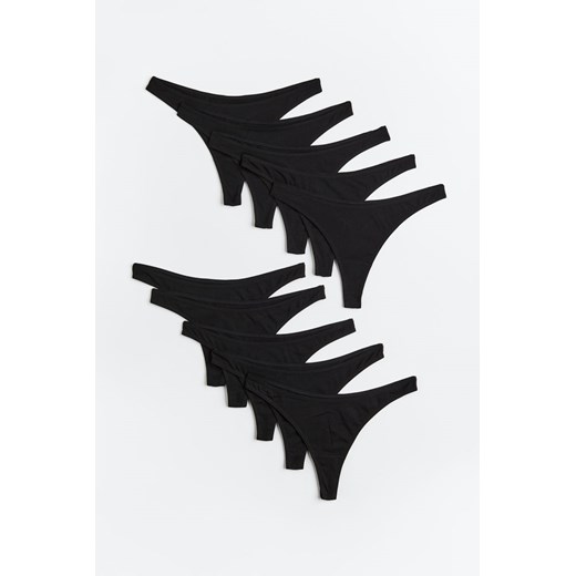 H & M - Bawełniane figi thong 10-pak - Czarny H & M XS H&M