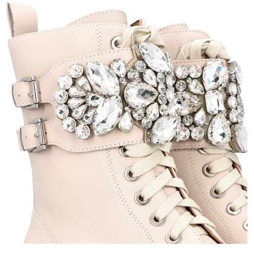 Workery damskie Alma En Pena beżowe na zamek casual na jesień z tworzywa sztucznego na płaskiej podeszwie 