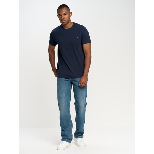 Koszulka męska z kieszonką granatowa Carbon 403 ze sklepu Big Star w kategorii T-shirty męskie - zdjęcie 162206523