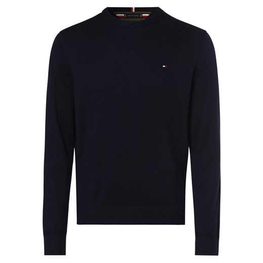 Tommy Hilfiger Sweter z dodatkiem kaszmiru Mężczyźni Bawełna granatowy jednolity ze sklepu vangraaf w kategorii Swetry męskie - zdjęcie 162213830