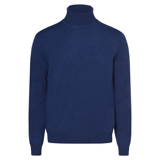 Andrew James Sweter z czystego kaszmiru Mężczyźni Kaszmir niebieski jednolity ze sklepu vangraaf w kategorii Swetry męskie - zdjęcie 162235461