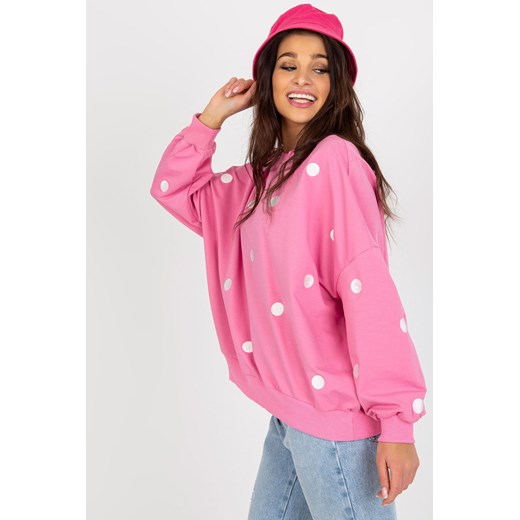 Różowa dresowa bluza bez kaptura z haftem grochy Fancy one size 5.10.15 wyprzedaż