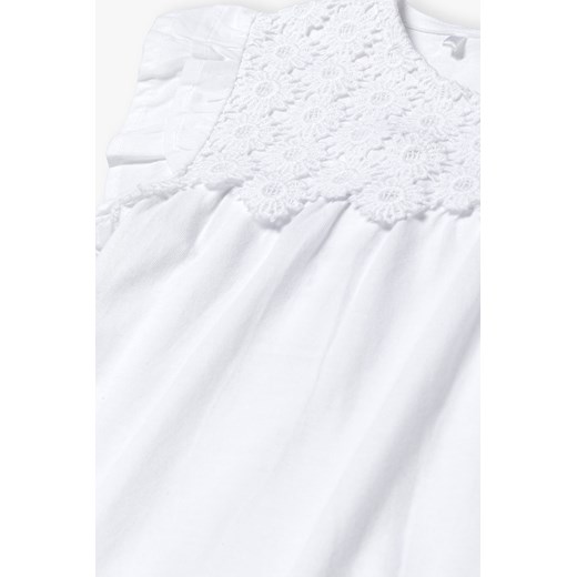 Biały t-shirt bawełniany dla dziewczynki z falbankami Max & Mia By 5.10.15. 98 wyprzedaż 5.10.15