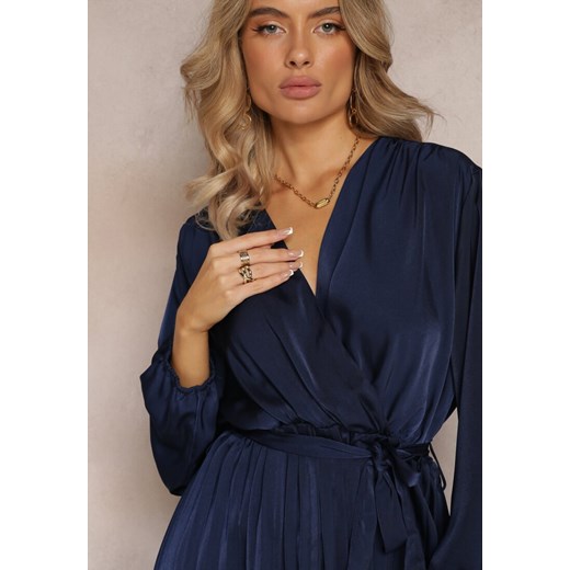Sukienka Renee z długim rękawem kopertowa maxi elegancka 