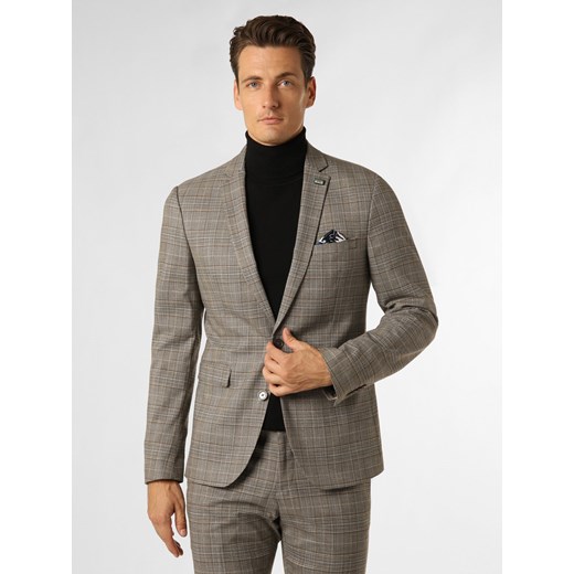 Finshley & Harding London Męska marynarka od garnituru modułowego Mężczyźni Slim Fit trzcinowy w kratkę ze sklepu vangraaf w kategorii Marynarki męskie - zdjęcie 162269854