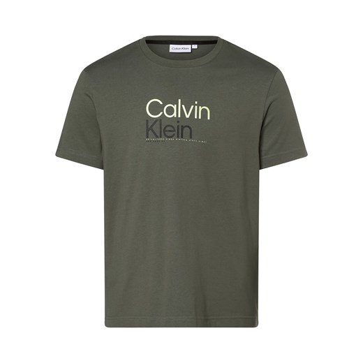Calvin Klein T-shirt męski Mężczyźni Bawełna oliwkowy nadruk ze sklepu vangraaf w kategorii T-shirty męskie - zdjęcie 162272430