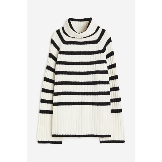H & M - Sweter w prążki z golfem - Biały H & M Dostępne inne rozmiary H&M