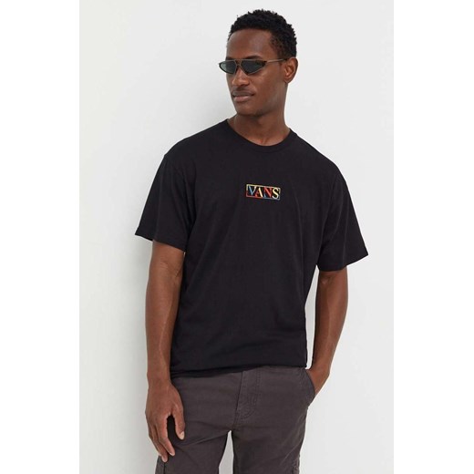 Vans t-shirt bawełniany kolor czarny z aplikacją ze sklepu ANSWEAR.com w kategorii T-shirty męskie - zdjęcie 162274200