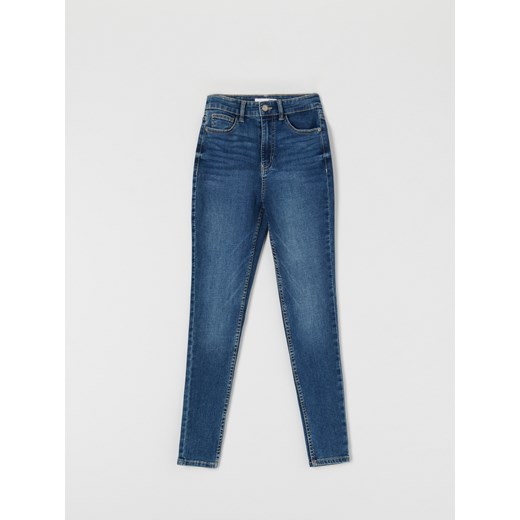 Sinsay - Jeansy skinny high waist - granatowy Sinsay 32 Sinsay