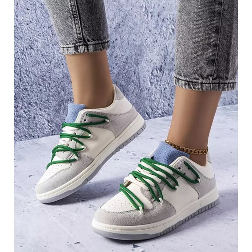 Szare sneakersy z zielonymi sznurówkami Arcobaleno ze sklepu gemre w kategorii Buty sportowe damskie - zdjęcie 162296500