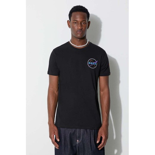 Alpha Industries t-shirt bawełniany Space Shuttle T kolor czarny z nadrukiem 176507.556 ze sklepu PRM w kategorii T-shirty męskie - zdjęcie 162304571