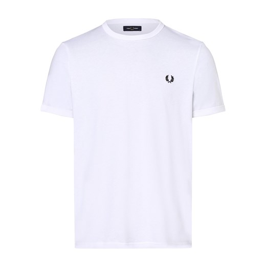 Fred Perry T-shirt męski Mężczyźni Bawełna biały jednolity ze sklepu vangraaf w kategorii T-shirty męskie - zdjęcie 162309442